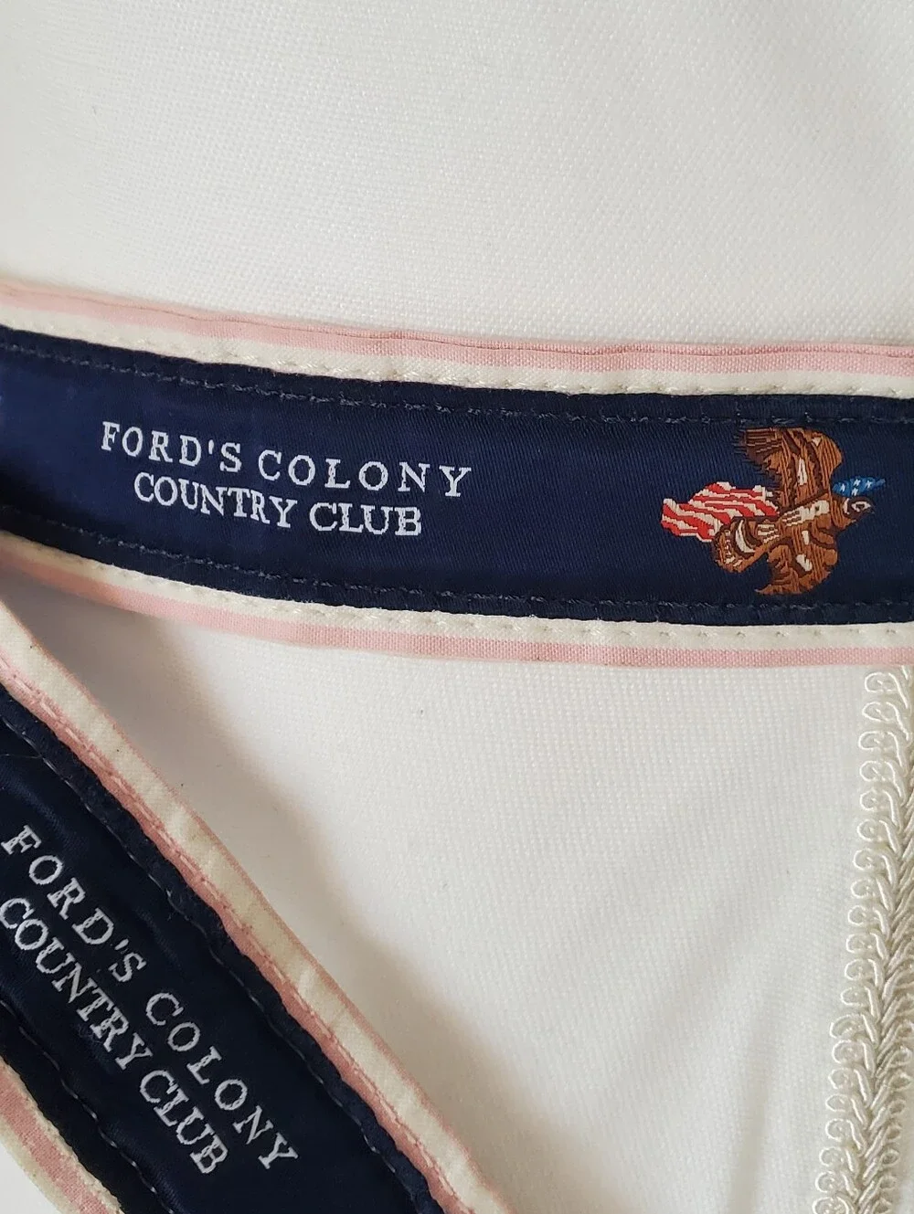 Ford Colony Country Club Navy and Pink Ribbon Golf Unisex Belt. Small.